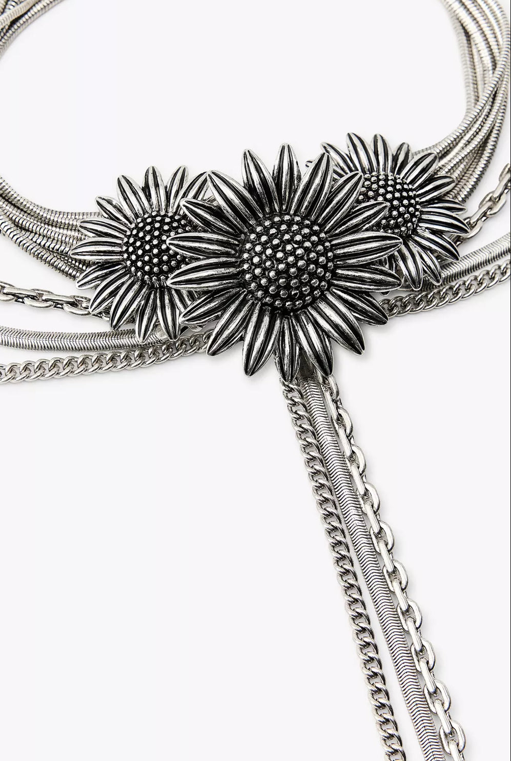 Flower Chain Chocker Necklace and Earrings