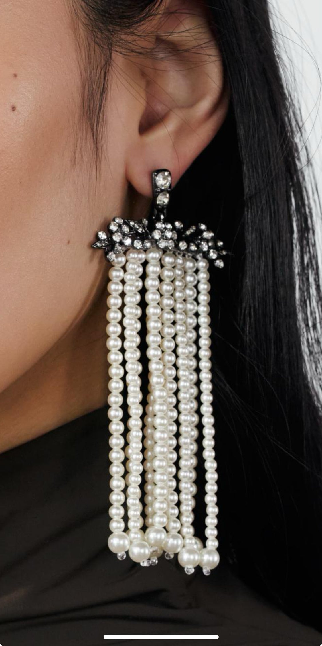 Long Pearl Beaded Tassels Earrings