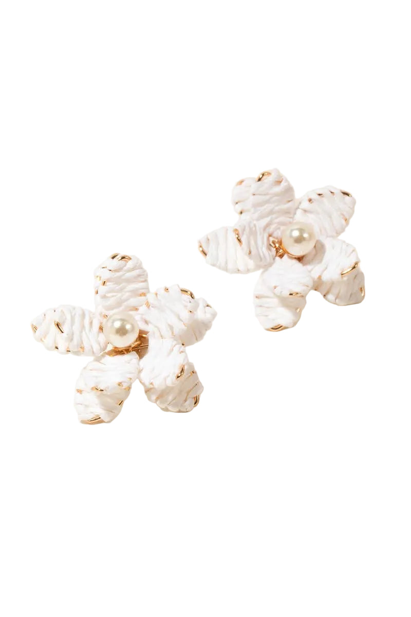 Rita Ratan Flower Pearl Stud Earrings