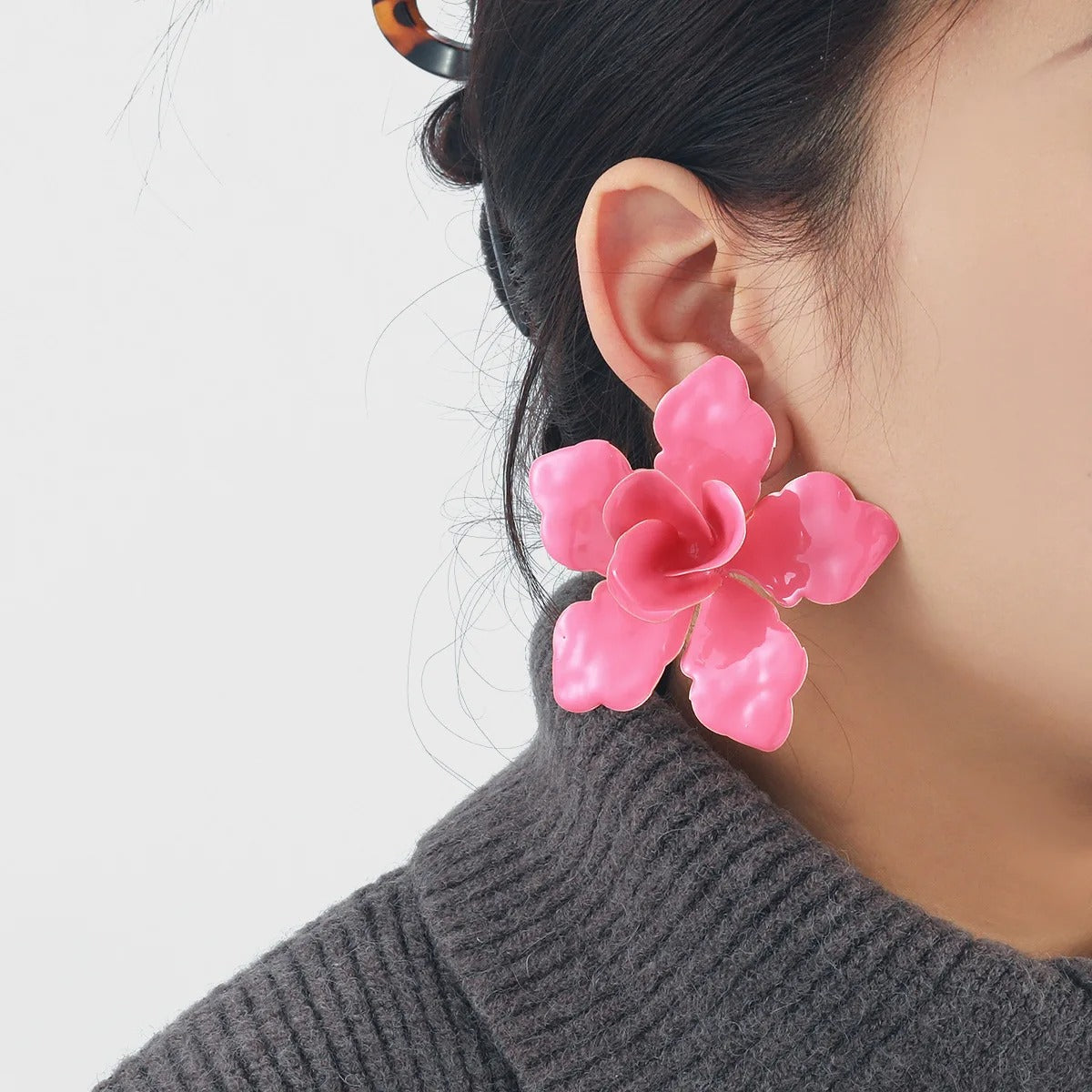 Enamelled Flower Earrings