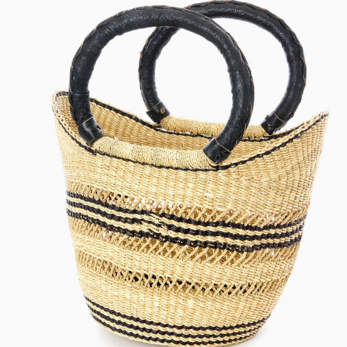 Ghana Petite Basquet with Black Leather Handles