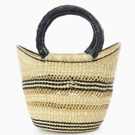 Ghana Petite Basquet with Black Leather Handles