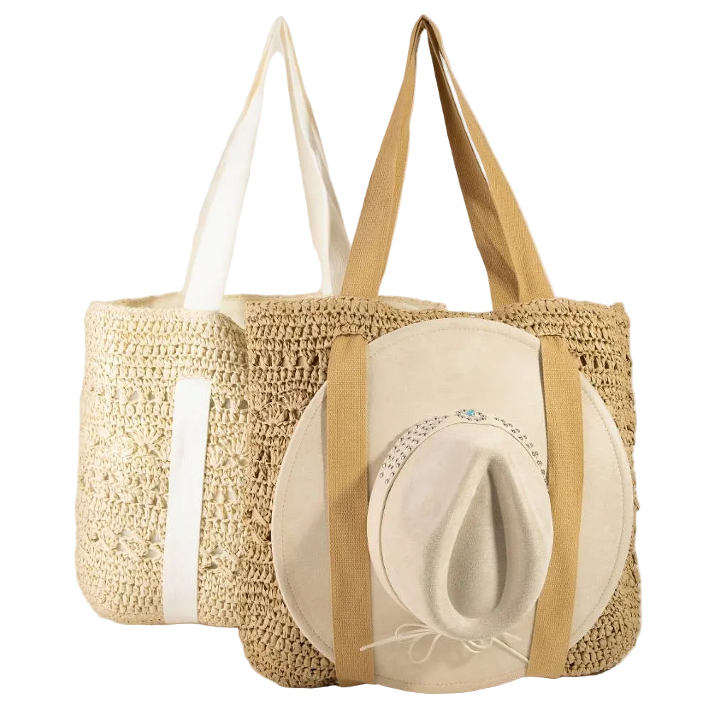 Florence Large Straw Braided Tote Bag With Hat Holder