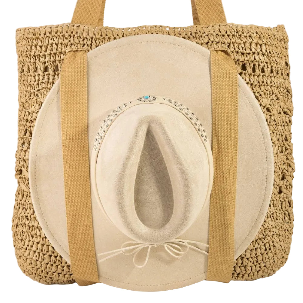Florence Large Straw Braided Tote Bag With Hat Holder