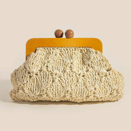 Venice Straw Braided Wooden Frame Clutch