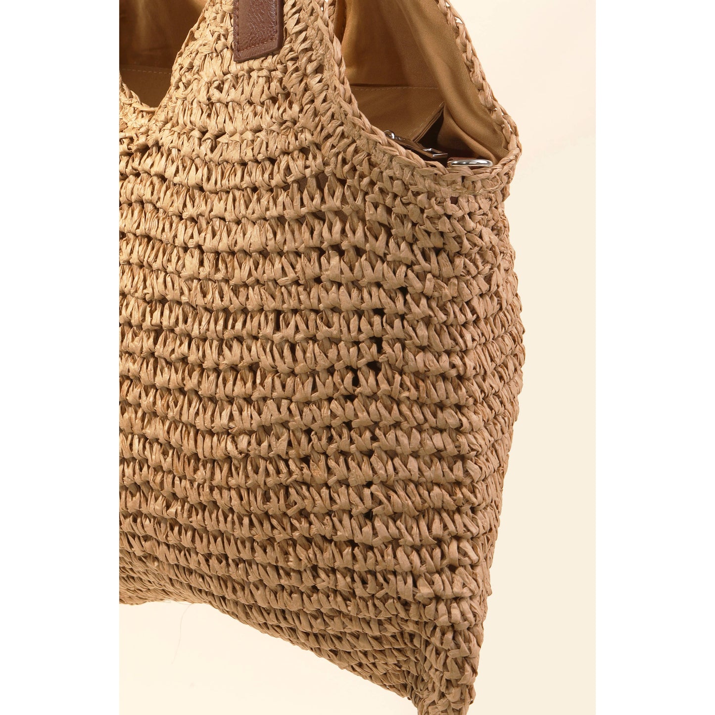 Siena Leather Strap Straw Knit Shoulder Bag