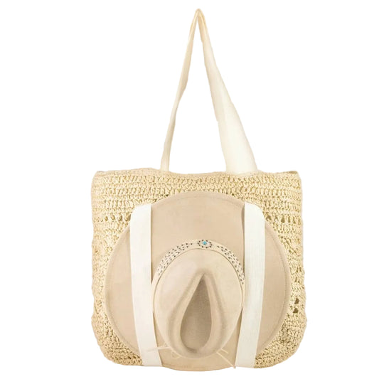 Florence Large Straw Braided Tote Bag With Hat Holder